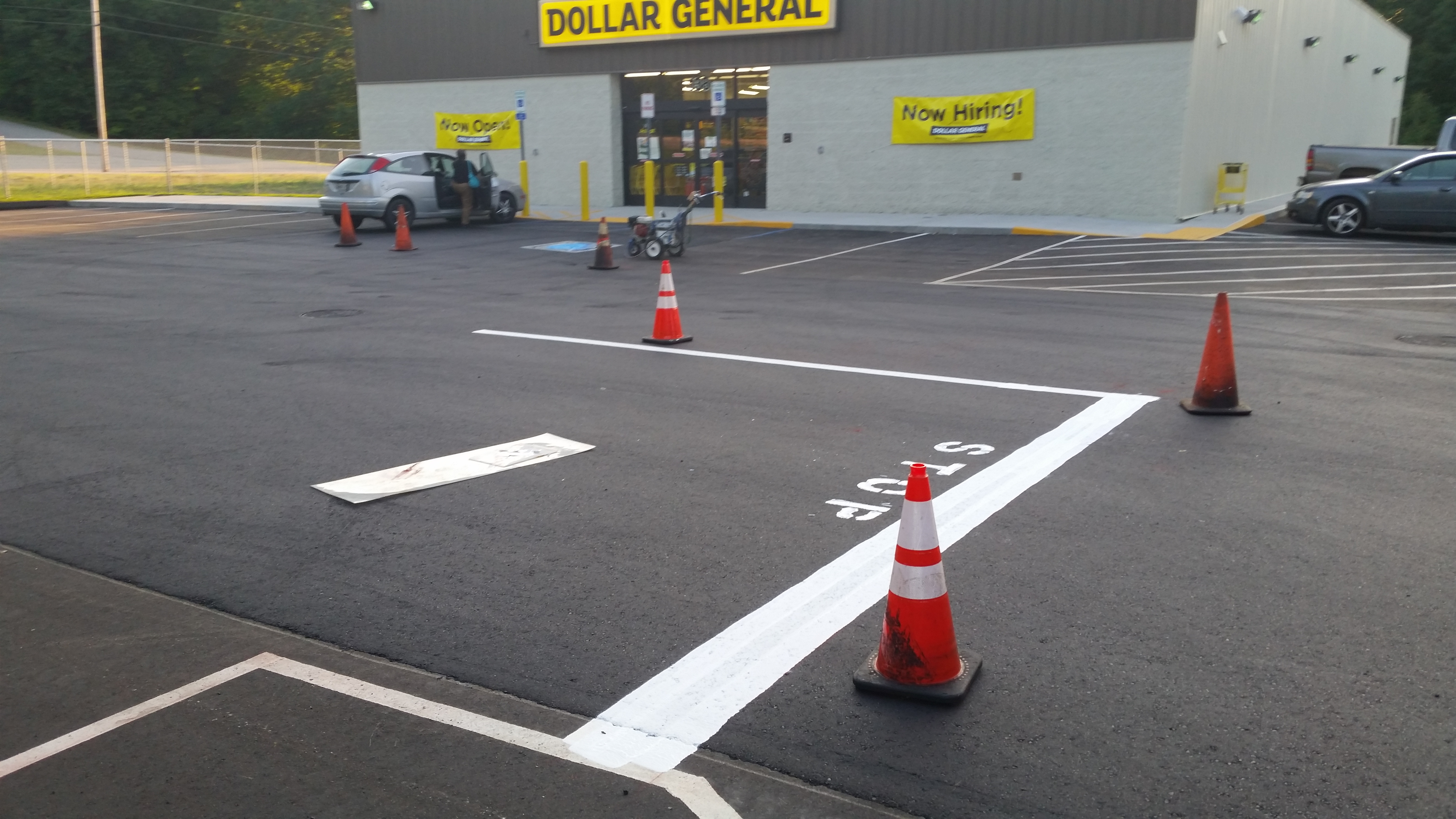 Paving and marking for Dollar General in Limerick, ME.